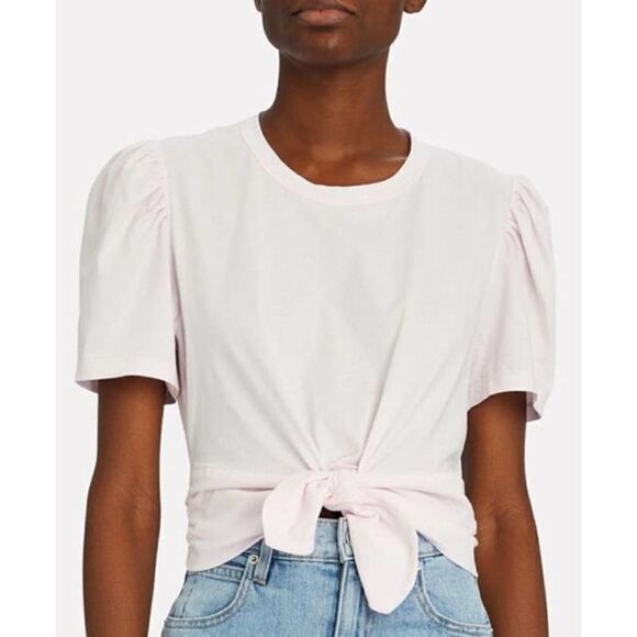 A.L.C. Pink Milo Puff Sleeve Tie T-Shirt Sz. XS - Picture 2 of 7